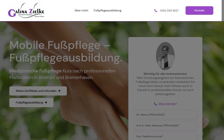 Screenshot of galina-fusspflege-schulung.de
