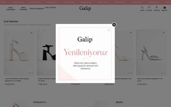 Captură de ecran a galipayakkabi.com.tr