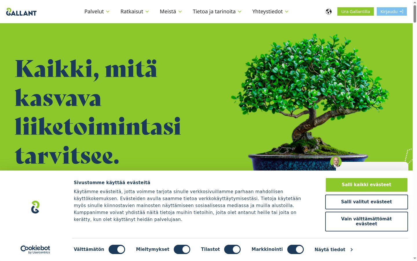Snimka zaslona bannera za privolu prikazanog prije bilo kakve interakcije