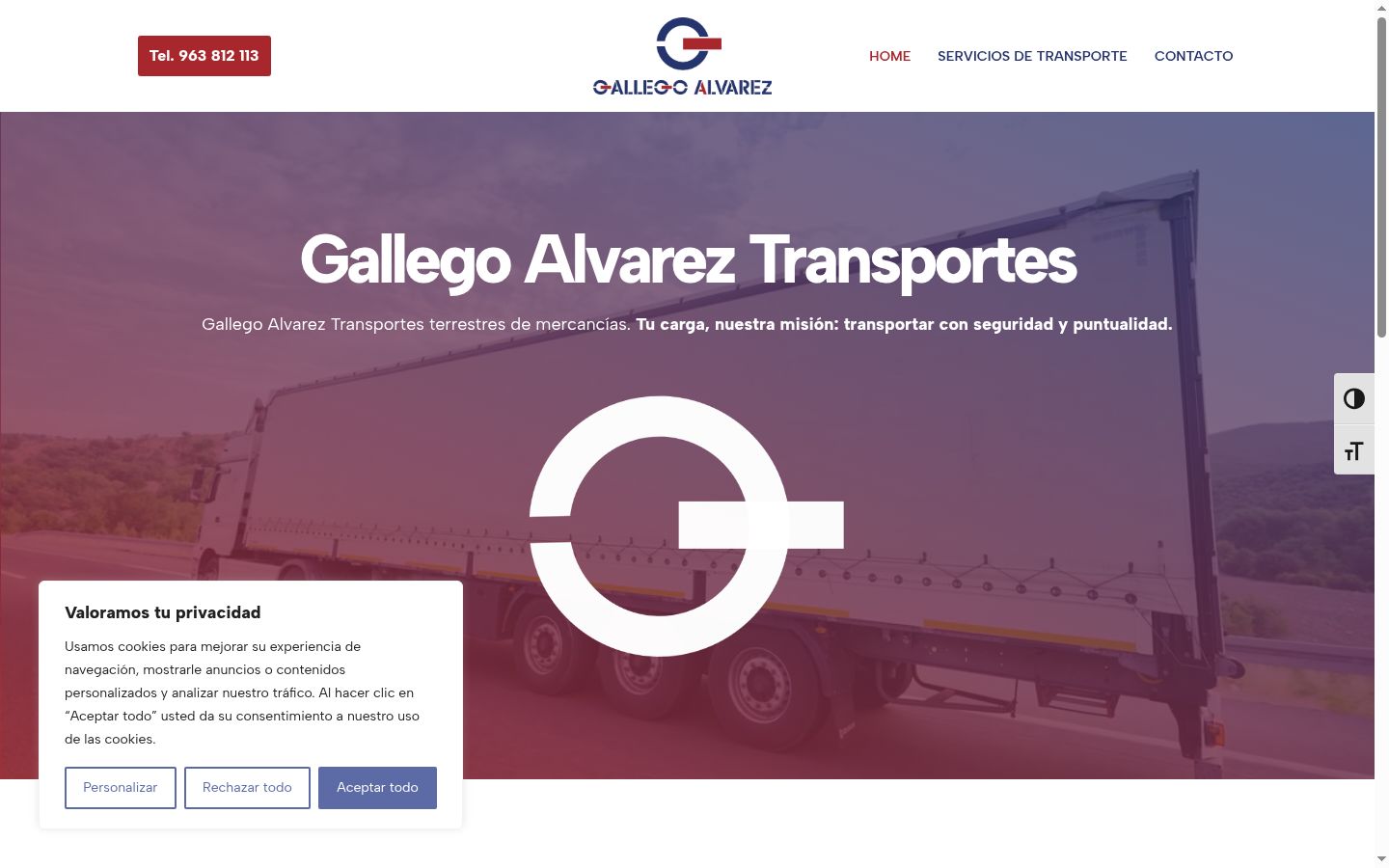 Captura de ecrã do banner de consentimento apresentado antes de qualquer interação