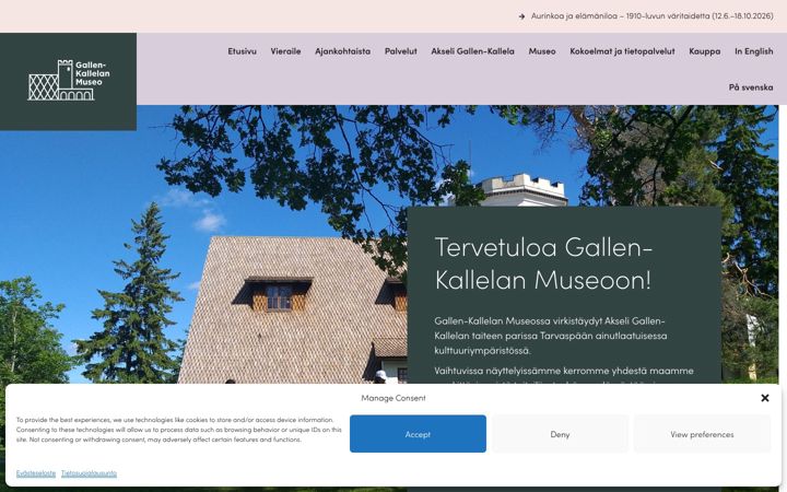 Snimka zaslona za gallen-kallela.fi