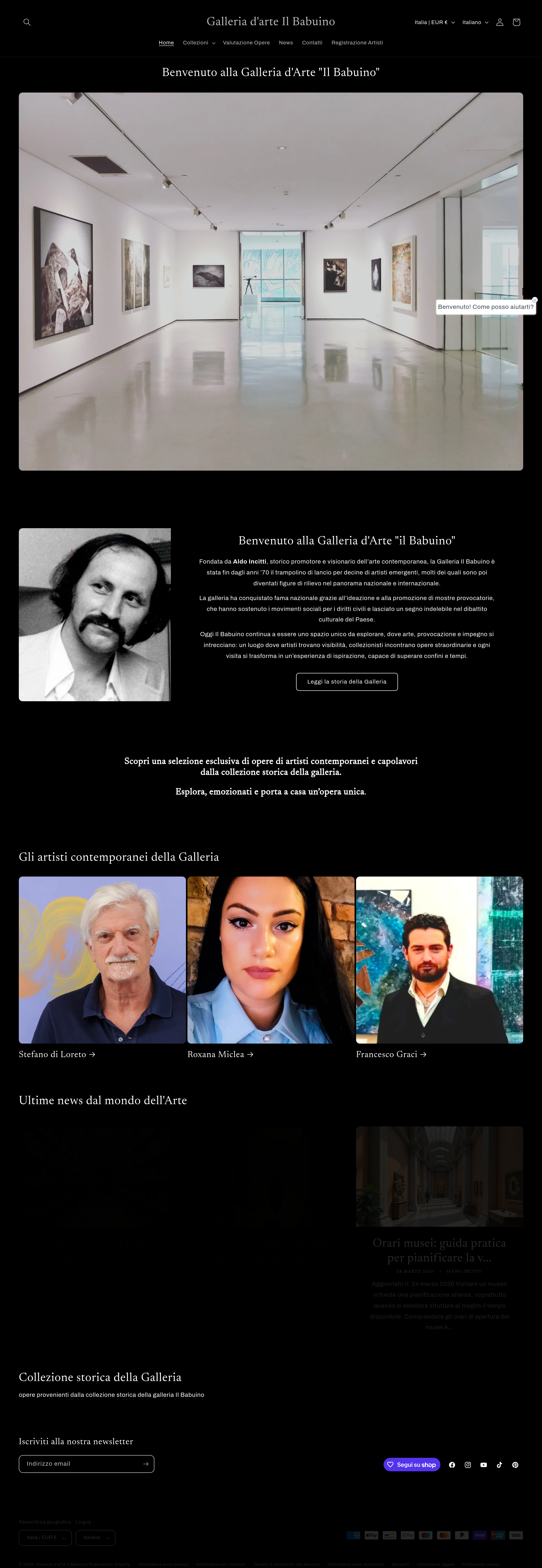 Screenshot of 
      https://www.galleriadarteilbabuino.it/
 – Galleria d'arte Il Babuino