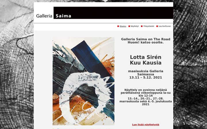 Screenshot of galleriasaima.fi