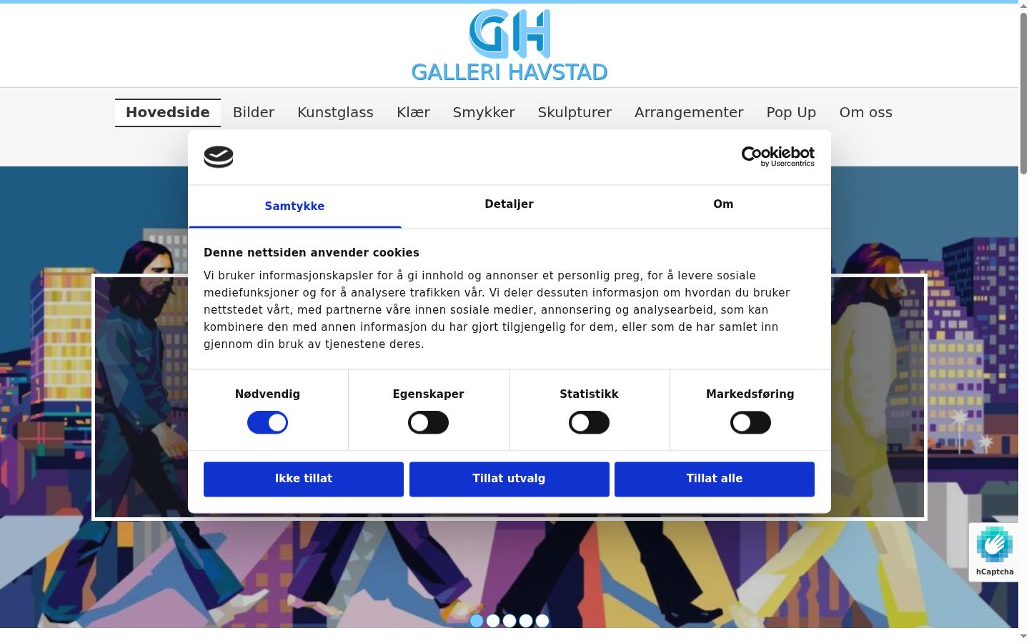 Skærmbillede af samtykkebanneret, som det blev vist før nogen interaktion