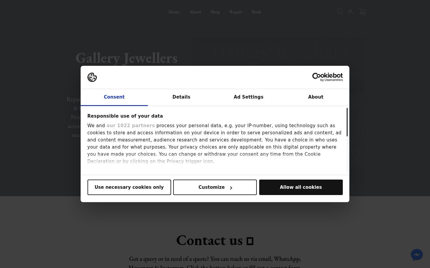Screenshot of the consent banner shown before any interaction