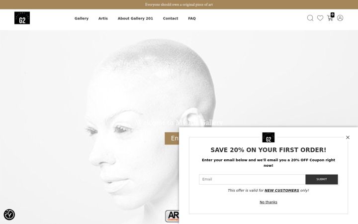 Screenshot of gallery201.com