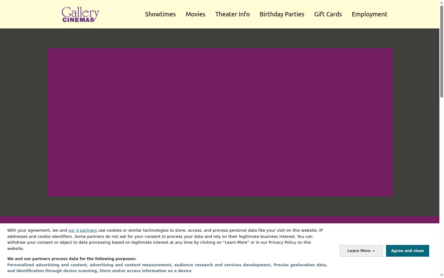 Screenshot of the consent banner shown before any interaction