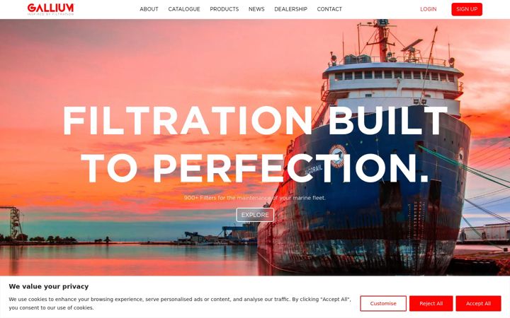 Screenshot of galliumfilters.com