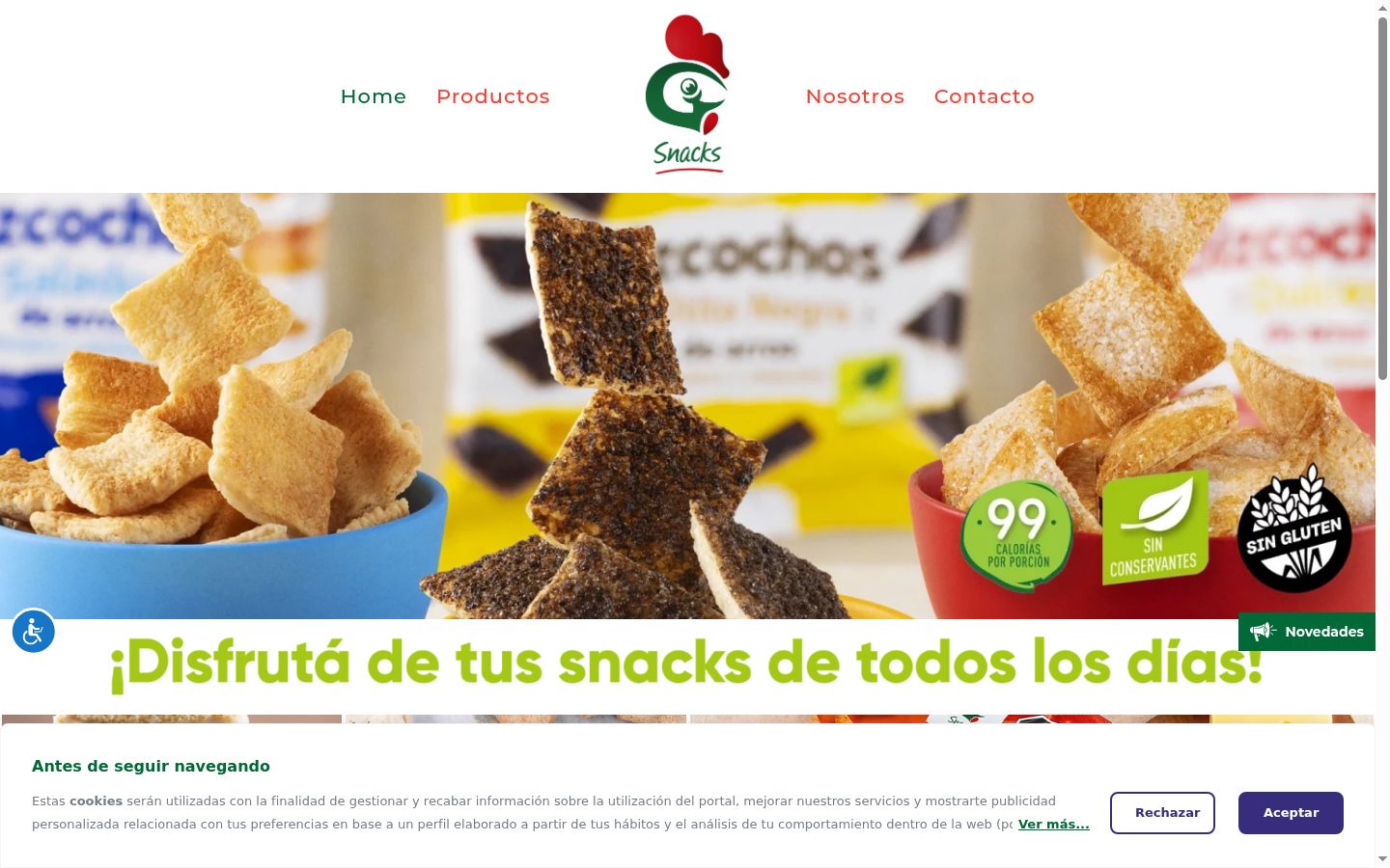 Captura de pantalla del banner de consentimiento mostrado antes de cualquier interacción