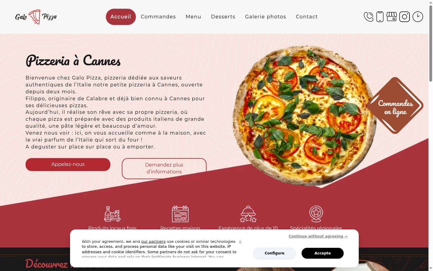 Capture d'écran de la bannière de consentement affichée avant toute interaction
