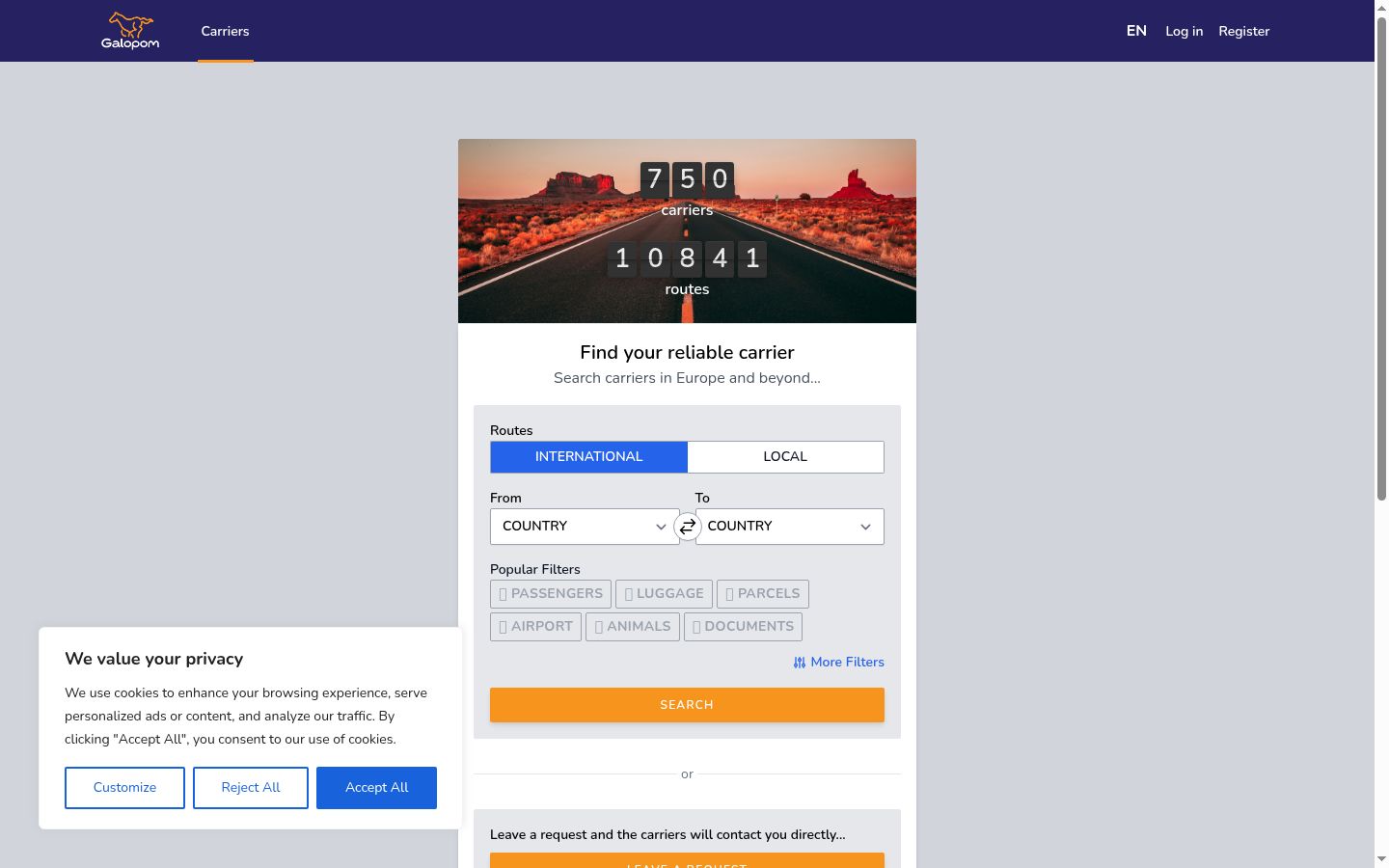 Snímka obrazovky banera súhlasu zobrazeného pred akoukoľvek interakciou