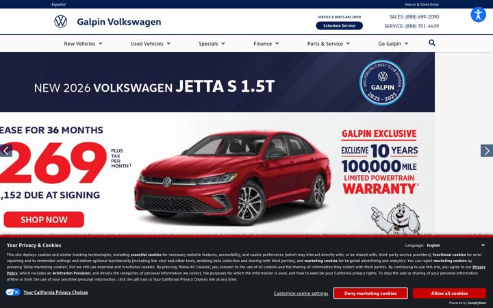 Screenshot of galpinvolkswagen.com