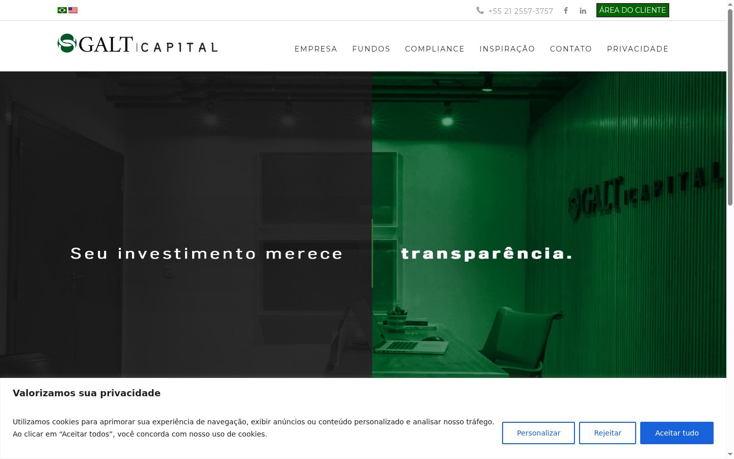 Captura de pantalla del banner de consentimiento mostrado antes de cualquier interacción