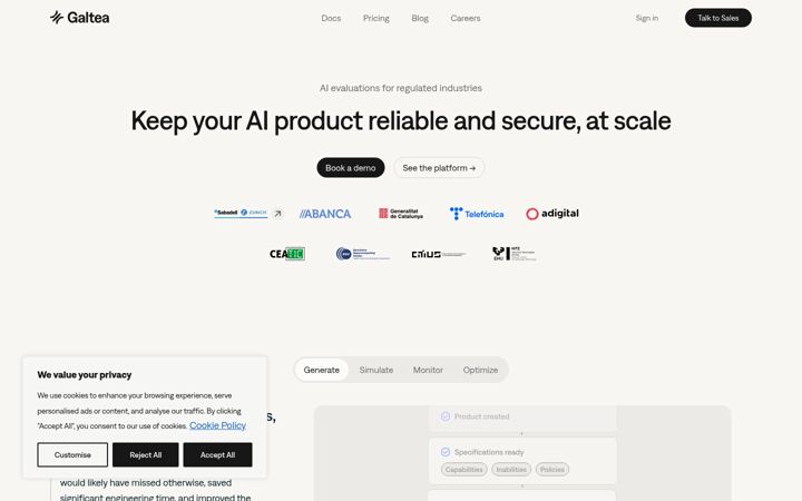 Screenshot of galtea.ai