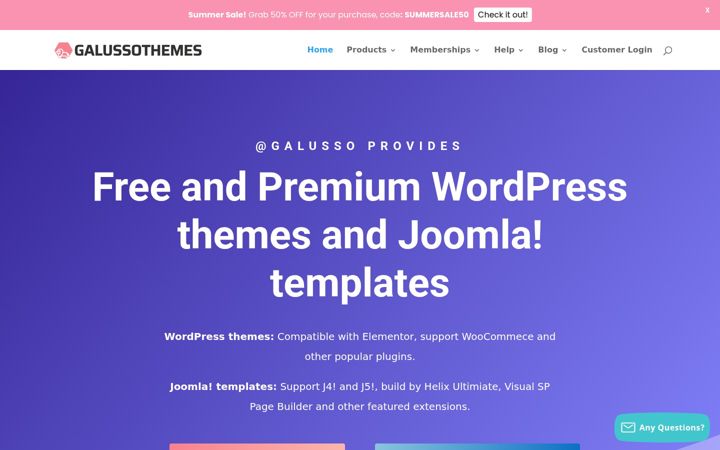 Screenshot of galussothemes.com