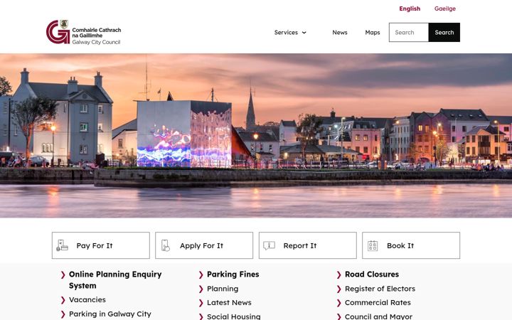 Екранна снимка на galwaycity.ie