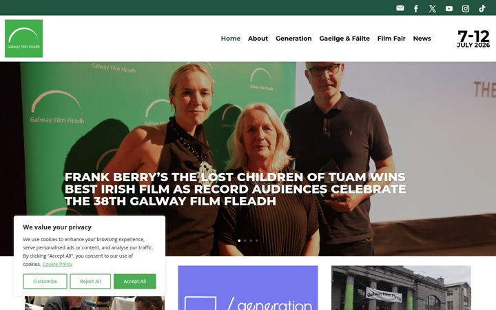 Screenshot of galwayfilmfleadh.com