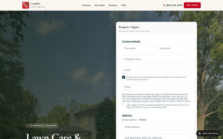 Screenshot of gambleslawnservice.com