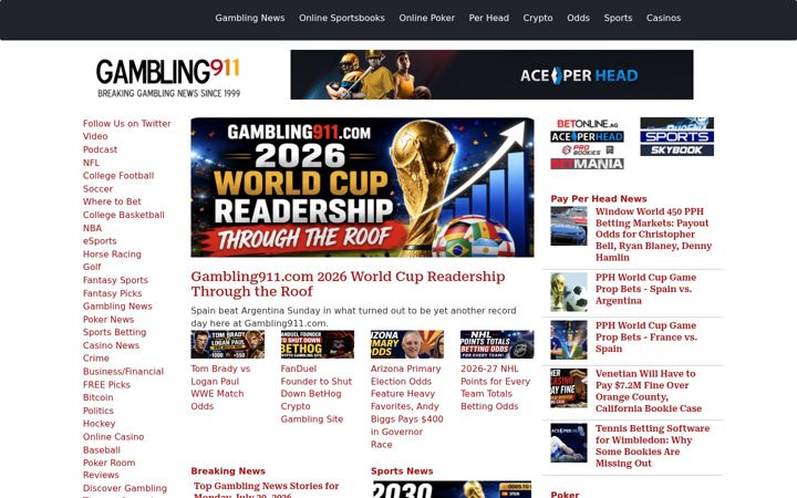 Screenshot of gambling911.com