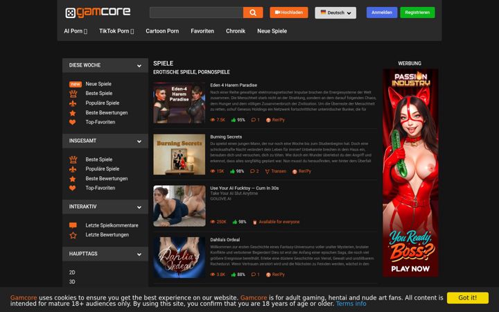 Screenshot of gamcore.ch