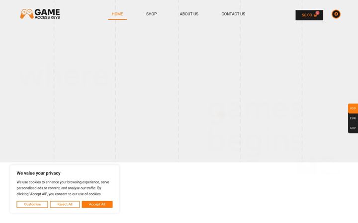 Screenshot of gameaccesskeys.com