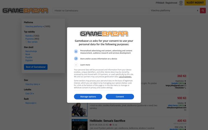 Screenshot of gamebazar.cz