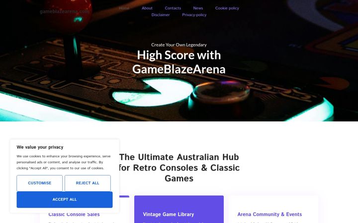 Screenshot of gameblazearena.com