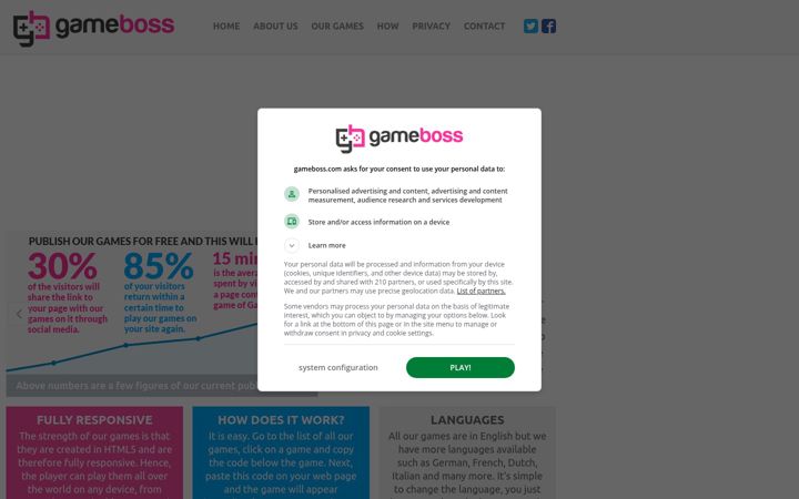 Screenshot of gameboss.com