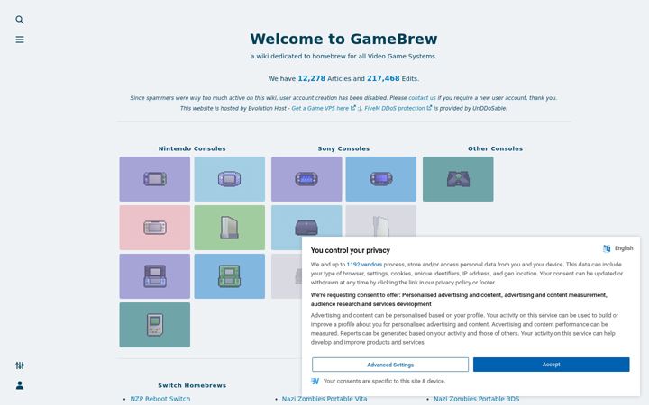 Screenshot of gamebrew.org