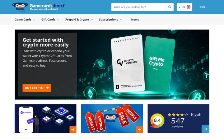 Screenshot of gamecardsdirect.com