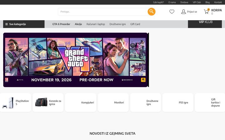 Screenshot of gamecentar.rs