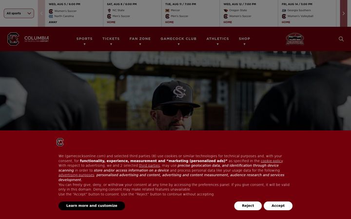 Screenshot of gamecocksonline.com