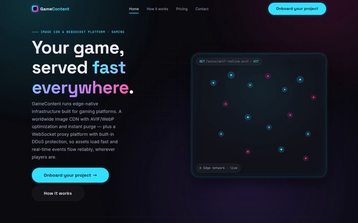 Zrzut ekranu gamecontent.io