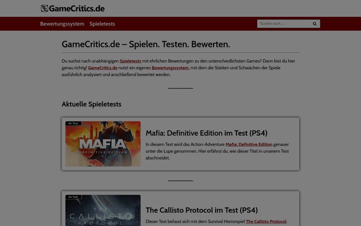 Screenshot of gamecritics.de