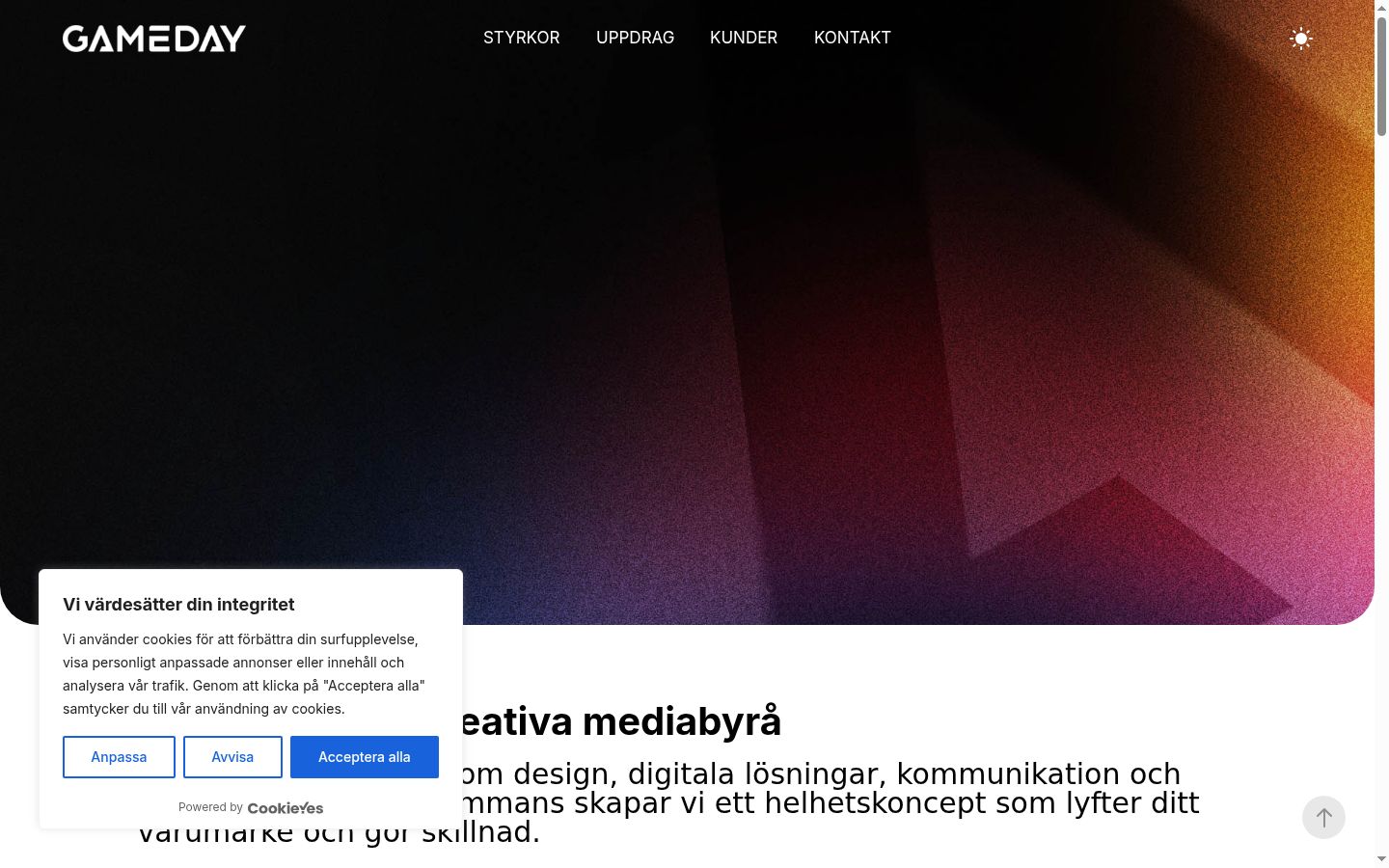 Képernyőkép a bármilyen interakció előtt megjelenő hozzájárulási bannerről