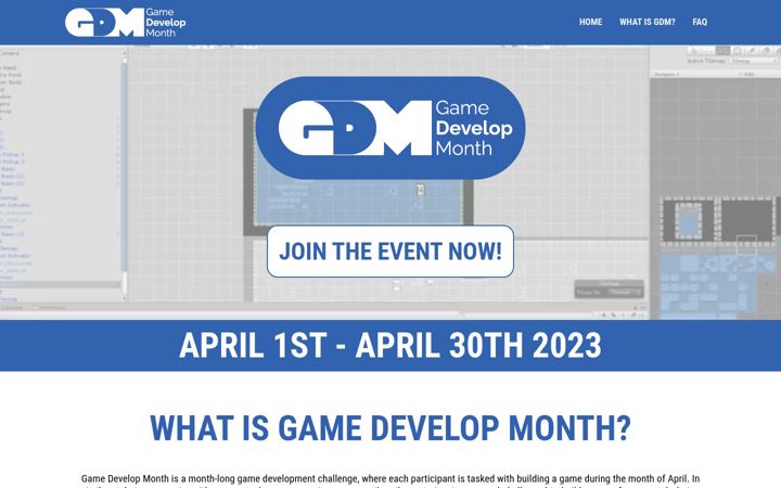 Screenshot stránky gamedevelopmonth.com