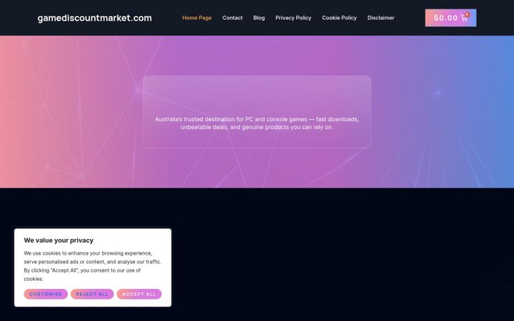 Screenshot stránky gamediscountmarket.com