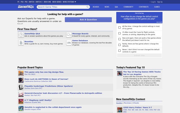 Skjámynd af gamefaqs.com