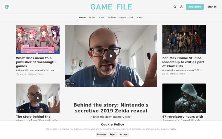 Screenshot of gamefile.news