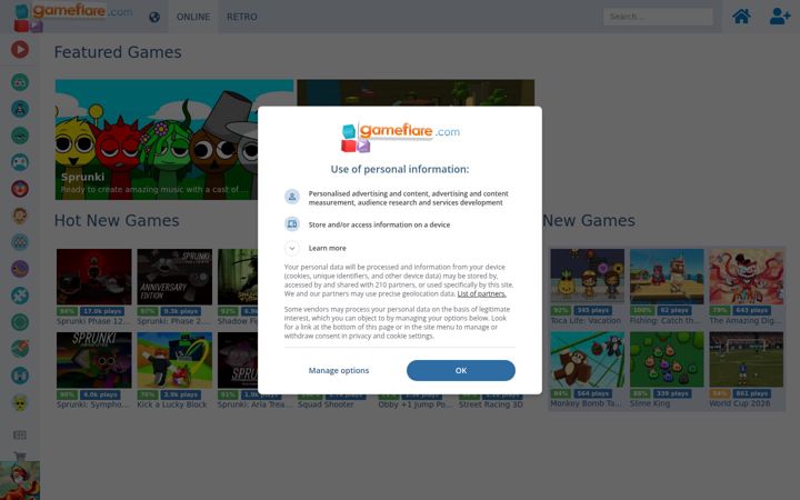 Kuvakaappaus sivustosta gameflare.com