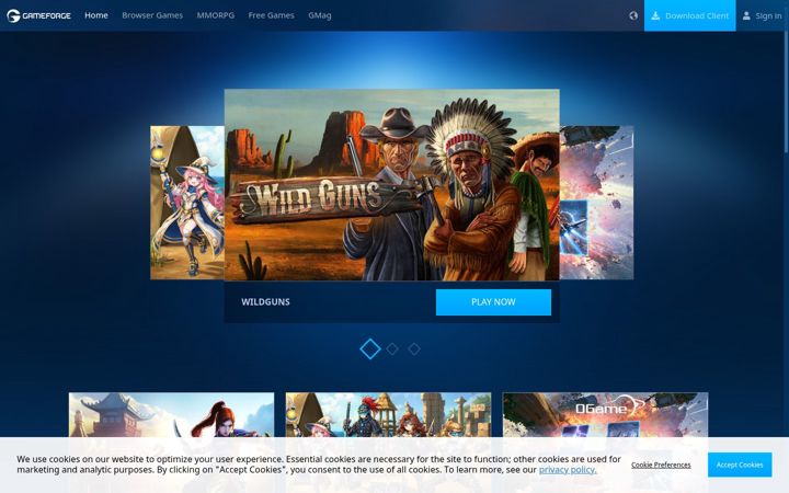 Skärmbild av gameforge.com
