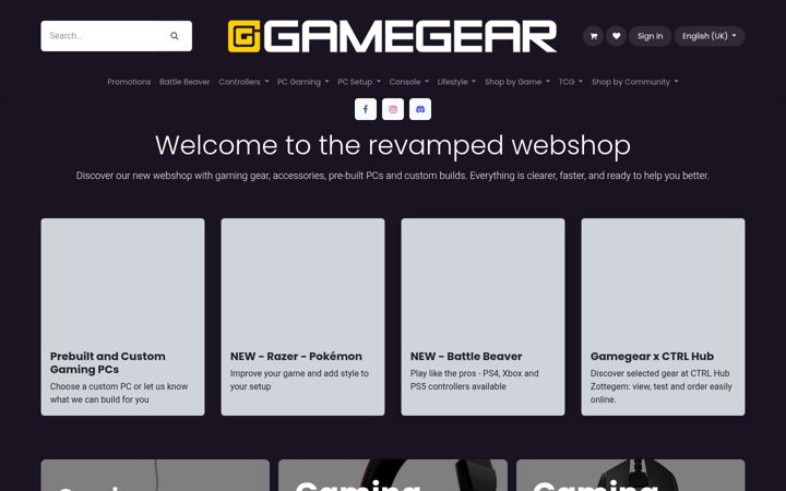 Screenshot of gamegear.be