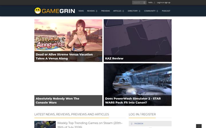 Screenshot of gamegrin.com