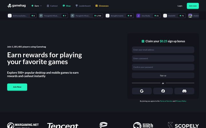Screenshot of gamehag.com