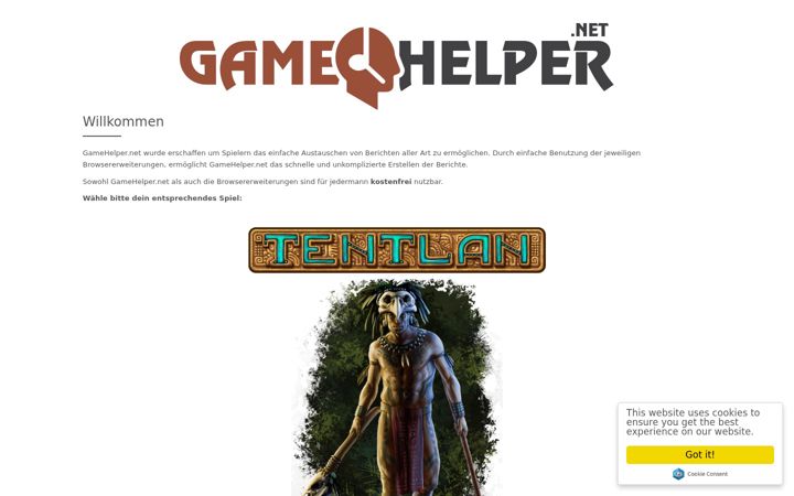 Screenshot of gamehelper.net