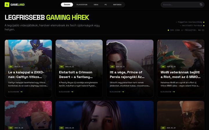Ekrano kopija gameland.hu