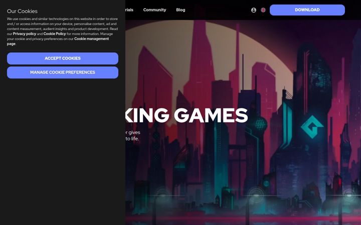 Ekraanipilt saidist gamemaker.io