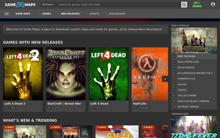 Screenshot of gamemaps.com