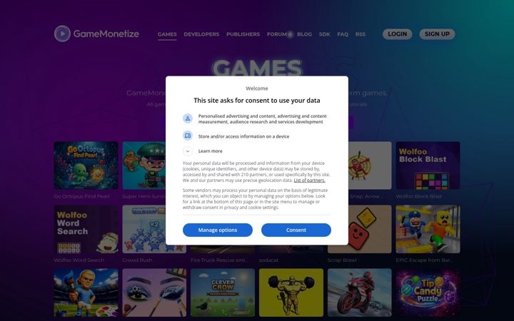 Snímek obrazovky gamemonetize.com
