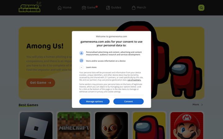 Screenshot of gameneoma.com